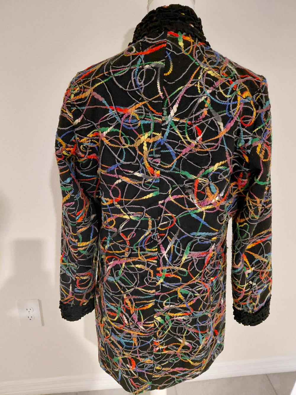 Ethyl Multicolor Embroidered Blazer Jacket Size M Statement Coat Artsy Chic - Picture 6 of 9